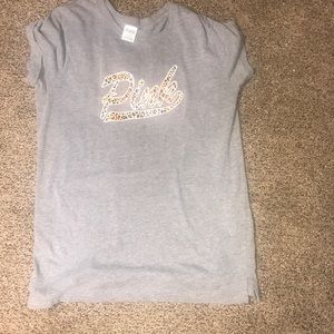 Pink (brand) t shirt grey cheetah print